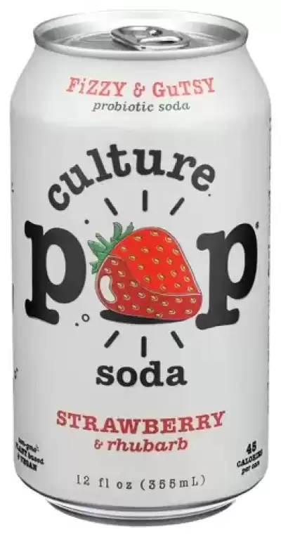 Culture Pop, Probiotic Soda Strawberry And Rhubarb, 12 Oz(Case Of 12)