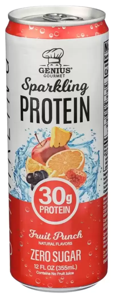 Genius Gourmet Sparkling Protein, Fruit Punch, 12 Fluid Ounce