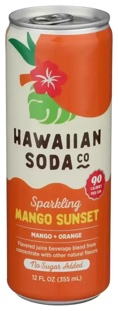 Hawaiian Soda, Mango Sunset Soda +Crv, 12 Ounce