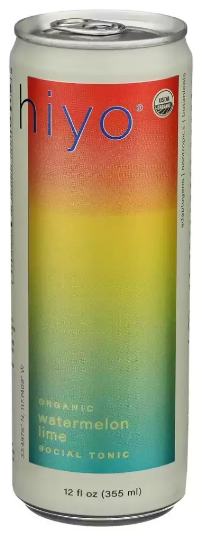 Hiyo Organic Functional Non-Alcoholic Seltzer Watermelon Lime, 355Ml