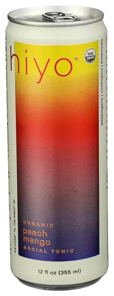 Hiyo Organic Non-Alcoholic Functional Seltzer Peach Mango, 355Ml