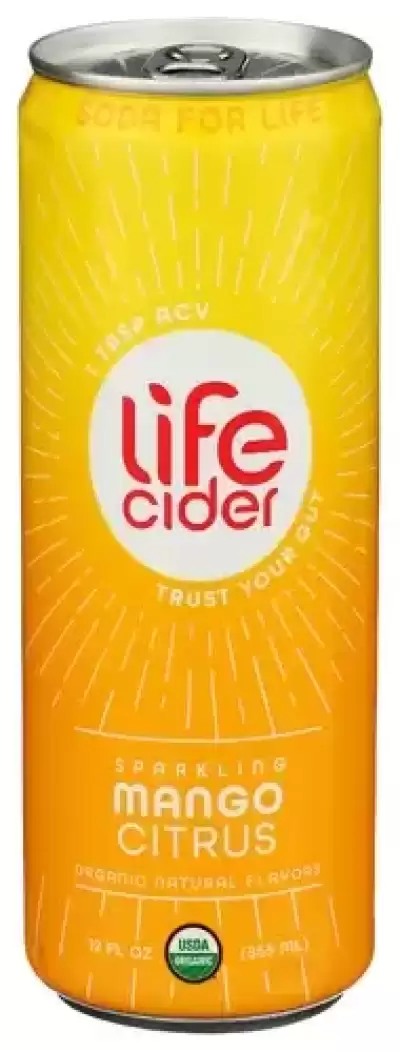 Life Cider, Sparkling Apple Cider Vinegar Beverage Mango Citrus, 12 Oz (Case Of 12)