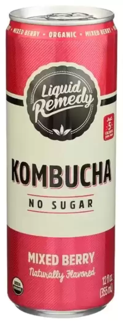 Liquid Remedy Kombucha Sugar Free Organic Drink, Low Calorie, Probiotic Like Tea For Gut Health - Mi