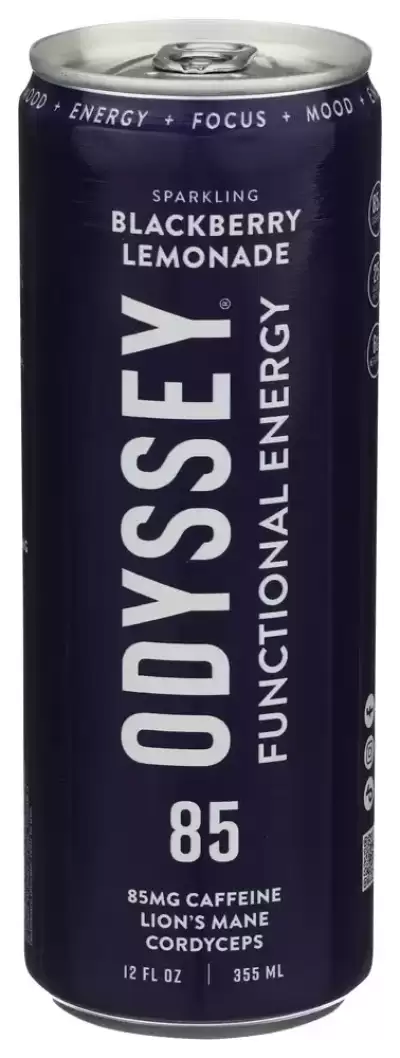 Odyssey Sparkling Functional Energy Drink, Blackberry Lemonade 12 Fl Oz Can