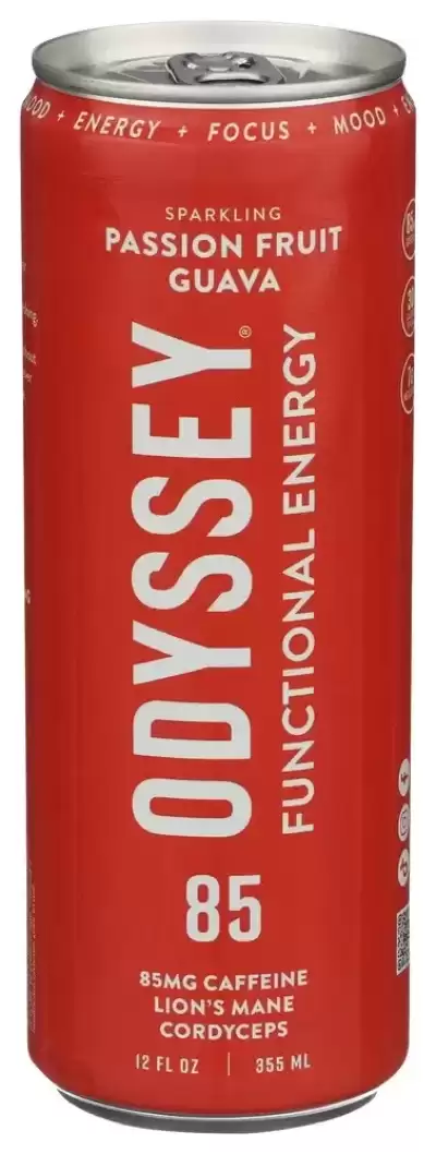 Odyssey Sparkling Functional Energy Drink, Passion Fruit Guava 12 Fl Oz Can