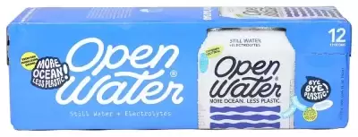 Open Water | Still Canned Water With Electrolytes In 12-Oz Aluminum Cans (1 Case 12 Cans - Still) | 