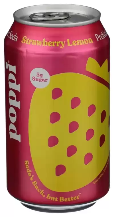 Poppi, Prebiotic Soda Lemon Strawberry, 12 Oz(Case Of 12)