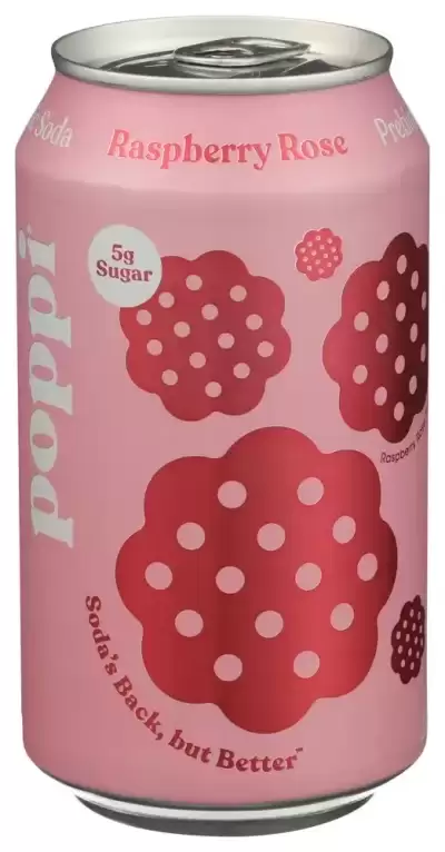 Poppi, Raspberry Rose Prebiotic Beverage, 12 Oz