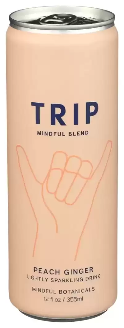 Trip Mindful Blend Peach Ginger Sparkling Drink 12 Fl Oz Lion'S Mane