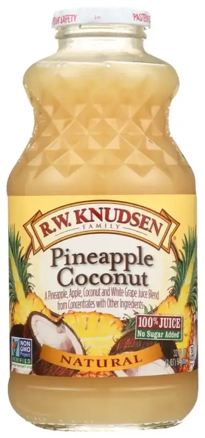 R.W. Knudsen Family Pineapple Coconut Juice Blend 32 Oz Glass Bottle