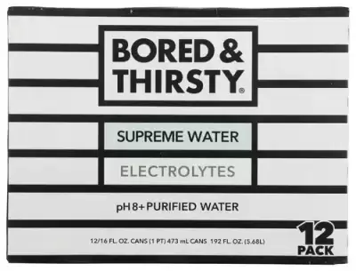 Bored & Thirsty Supreme Water With Electrolytes, Ph 8+ Alkaline And Trace Minerals - 16 Fl Oz - 100%
