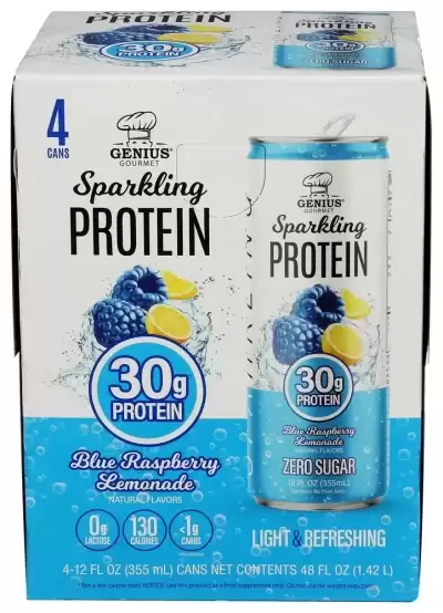 Genius Gourmet Sparkling Protein Rtd Blue Raspberry Lemonade 12 Fl Oz Each / 