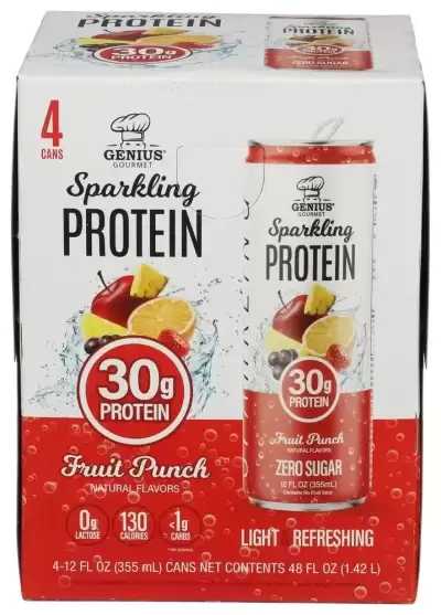 Genius Gourmet Sparkling Protein Rtd Fruit Punch 4 Cans