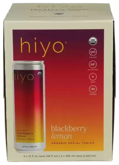 Hiyo, Organic Blackberry Lemon Functional Seltzer, 12 Oz X 4 Count (Case Of 6)