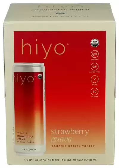 Hiyo, Organic Strawberry Guava Seltzer, 12 Oz X 4 Count (Case Of 6)