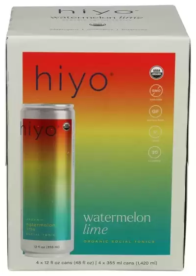 Hiyo, Organic Watermelon Lime Functional Seltzer, 12 Oz X 4 Count (Case Of 6)