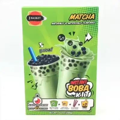 J-Basket Matcha Instant Tea Boba Kit 10Oz /285G