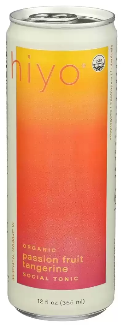 Hiyo Organic Non-Alcoholic Functional Seltzer Passionfruit Tangerine, 355Ml