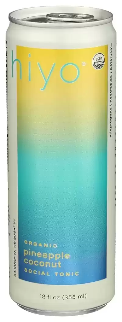 Hiyo Organic Non-Alcoholic Functional Seltzer Pineapple Coconut, 355 Ml