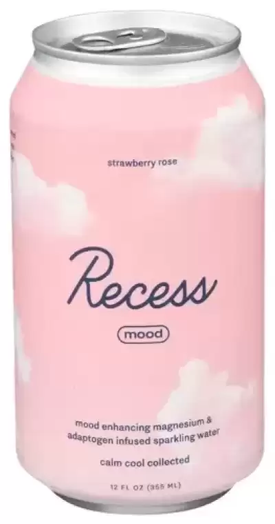 Recess, Peach Strawberry Rose Mood Sparkling Water, 12 Oz (Case Of 12)