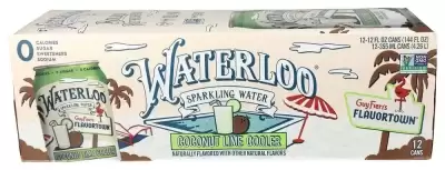 Waterloo Sparkling Water, Coconut Lime Cooler Naturally Flavored, 12 Fl Oz Cans ? Zero Calories And 