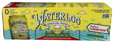 Waterloo Sparkling Water, Lemon Italian Ice Naturally Flavored, 12 Fl Oz Cans Zero Calories And Zero