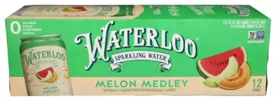 Waterloo Sparkling Water, Melon Medley Naturally Flavored, 12 Fl Oz Cans ? Zero Calories And Zero Su