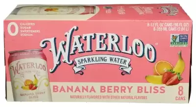 Waterloo Sparkling Water Banana Berry Bliss 8 Cans (12 Fl Oz Each)
