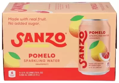Sanzo Sparkling Water No Added Sugar Pomelo 12 Fl Oz Each