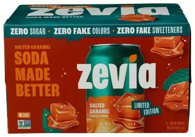 Zevia Zero Sugar Soda, Salted Caramel, 12 Oz Cans ? Caffeine Free, Naturally Sweetened, No Calorie S