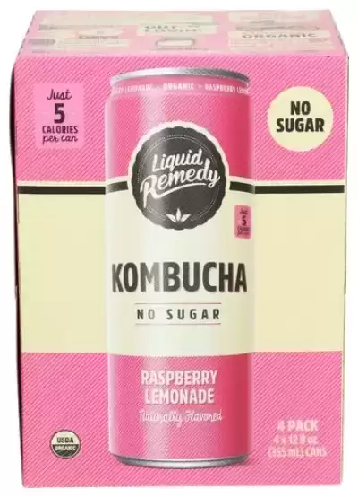 2412897 Organic Sugar Free Raspberry Lemonade Kombucha Drink, 48 Fl Oz - 