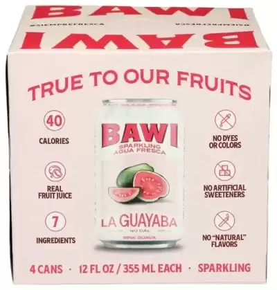 Bawi Sparkling Agua Fresca Sparkling Water, Plant-Based, Low Calorie, Less Sugar, Mexican Drink Made