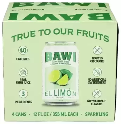 Bawi Sparkling Agua Fresca Sparkling Water, Plant-Based, Low Calorie, Less Sugar, Mexican Drink Made