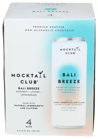 Mocktail Club Bali Breeze Non-Alcoholic Sparkling Craft Cocktail - 4X12 Oz Cans | 50 Calories, Non-G