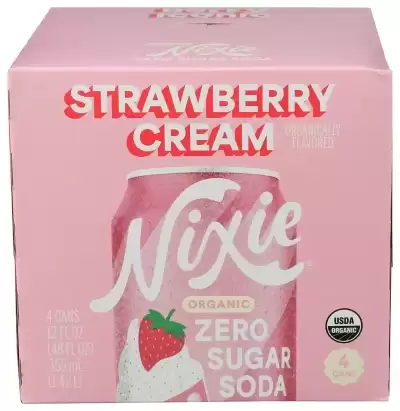 Nixie, Soda Zero Sugar Strawberry Cream Organic, 12 Fl Oz
