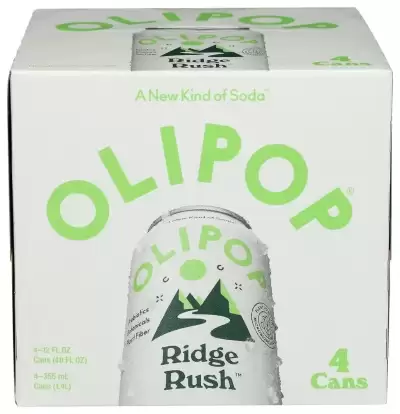 Olipop Prebiotic Soda, Ridge Rush 4 Cans (12 Fl Oz Each)