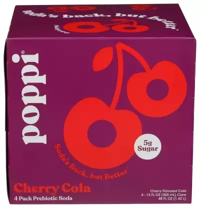 Poppi Cherry Cola, Multipack 4 Cans (12 Fl Oz Each)