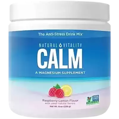 Vitality CALM Mineral Magnesium Supplement Powder, Raspberry Lemon, 8oz: Certified Gluten-Free, Non-
