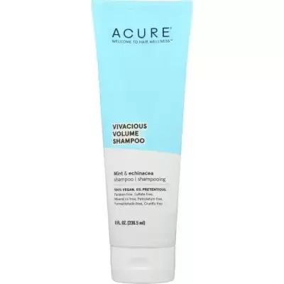 Acure Vivacious Volume Shampoo - 8 Fl Oz: Fine Hair Cleansing Gel, Daily Use, Peppermint Scent, Vega