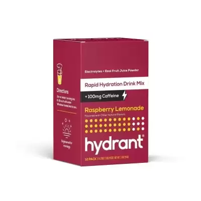 Hydrant Hydrate + Energy Electrolyte Drink Mix Raspberry Lemonade 12 Sticks
