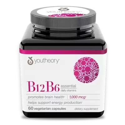 B12 B6 Essential Daily Vitamins, 60 Veg Capsules, by Youtheory