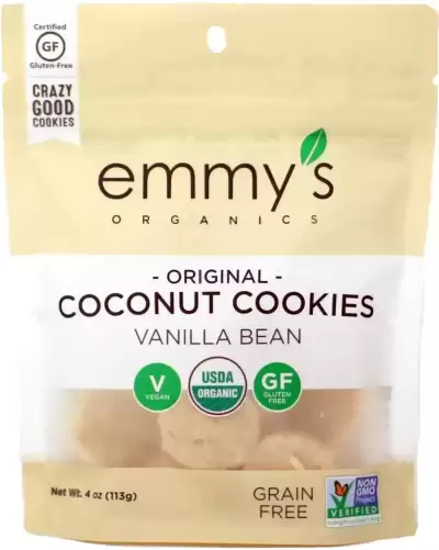 Emmysorg, Organic Vanilla Bean Coconut Cookies, 4 Oz