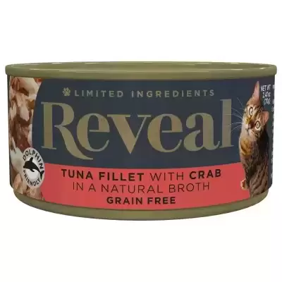 Reveal Natural Wet Cat Food Tuna Fillet with Crab in Broth 2.47 Oz