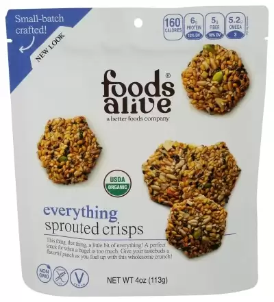 Foods Alive, Sprouted Crisps, Everything, 4 Oz (113 G)
