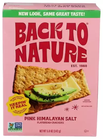 Back To Nature Multigrain Flatbread Crackers Pink Himalayan Salt 5 Oz
