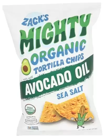 Zack'S Mighty Organic Avocado Oil Tortilla Chips, Sea Salt 7.5 Oz Bag