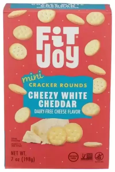 Fitjoy Crackers Gluten Free Grain Free Rounds Cheezy White Cheddar 8 Oz