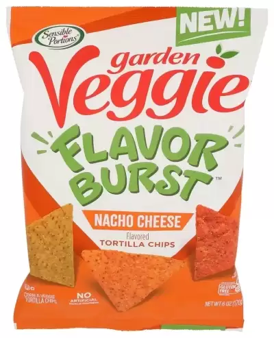 Sensible Portions, Garden Veggie Burst Nacho Cheese Tortilla Chips, 6 Oz (Case Of 6)