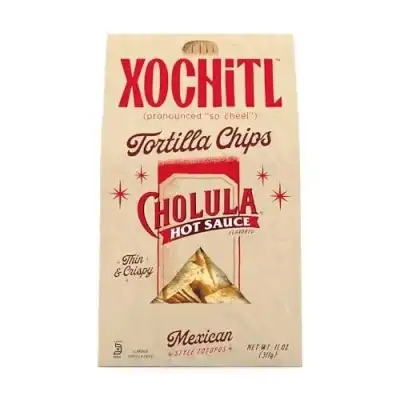 Xochitl Tortilla Chips Cholula Hot Sauce Flavored - Thin & Crispy White Corn Chips, Mexican-Style, G