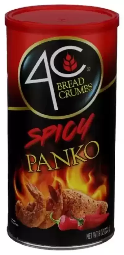 4C Premium Spicy Bread Crumbs, Spicy Panko Plain 1 Pack, Flavorful Crispy Crunchy, Value Pack (8 Oun